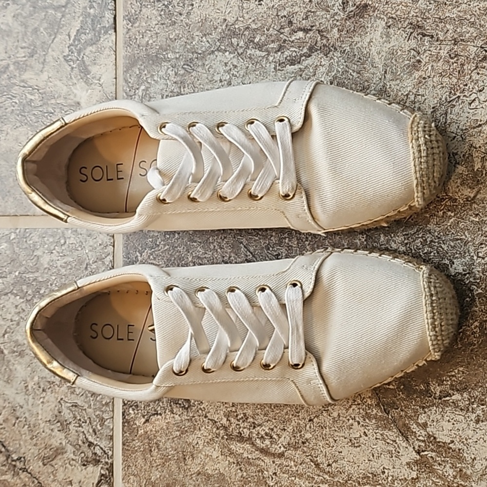 Sole Society white denim sneakers